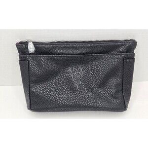 New Younique Multi Pocket Black Cosmetic Bag #1 Purple Lining